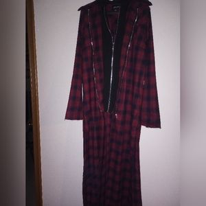 Current Mood Dolls Kill Plaid Hooded Duster Jacket 1X Tall